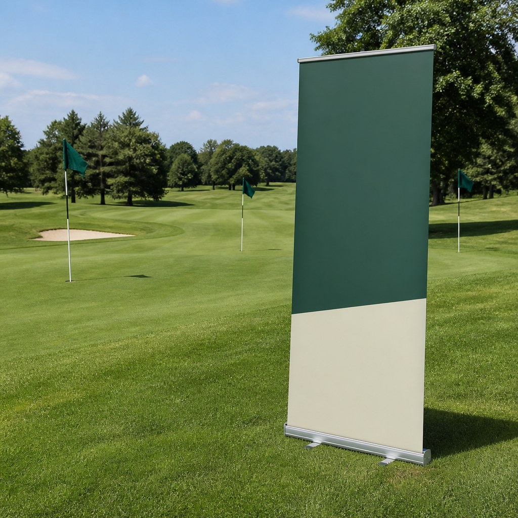 Sponsor flags along a fairway